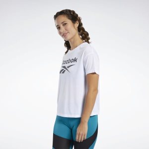 Reebok Workout Ready Supremium Logo T Shirt Damen - Weiß - DE 473-CEK